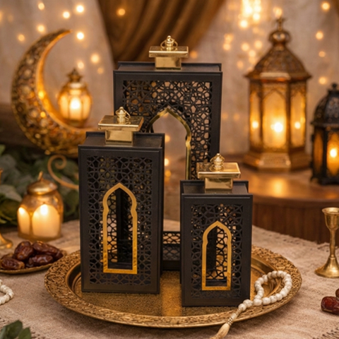 Image of طقم فوانيس خشبي 3 قطع