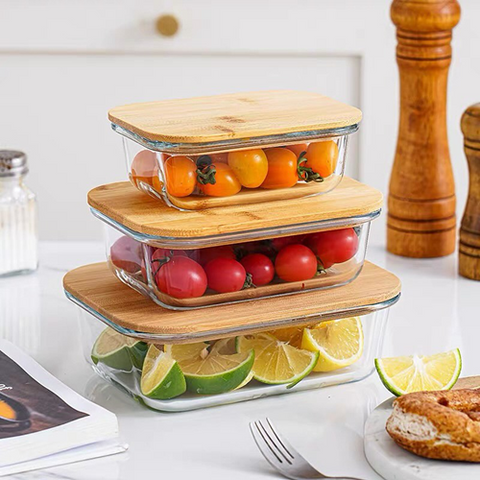 Image of طقم طواجن بايركس بغطاء خشب 3 قطع