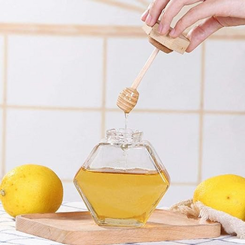 Image of برطمان زجاج للعسل بمعلقة خشب