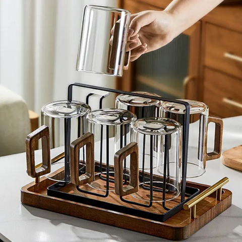 Image of مج زجاج بيد خشب