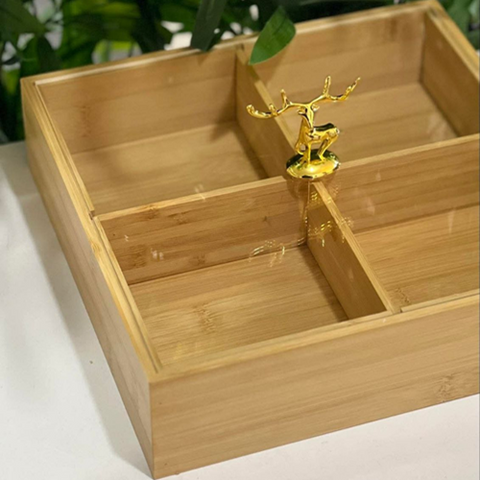 Image of علبة تسالي 4 خانة بمقبض غزالة