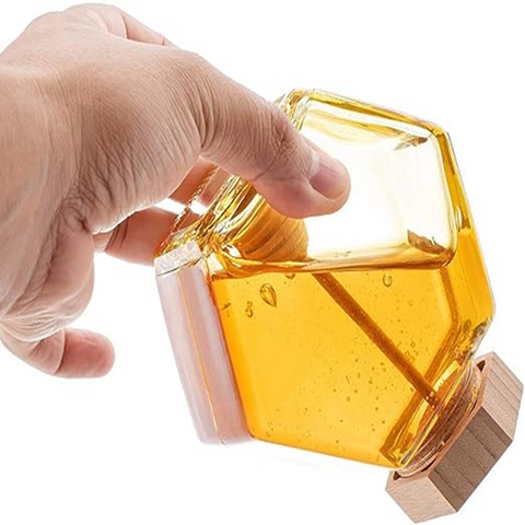 Image of برطمان زجاج للعسل بمعلقة خشب