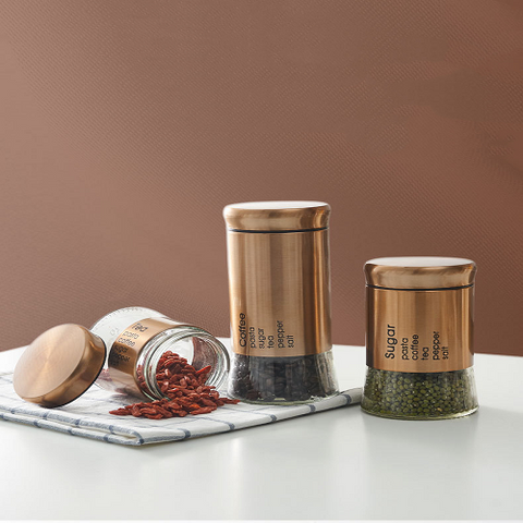 Image of طقم برطمان زجاج في أستانلس 3 قطع