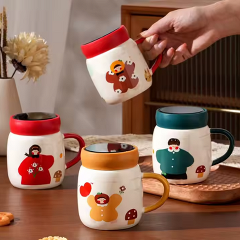 Image of مج بغطاء برسومات كرتونية