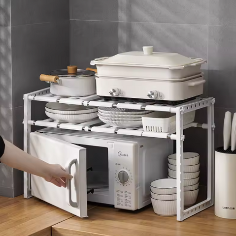 Image of منظم بأرفف بلاستيك لتحت الحوض