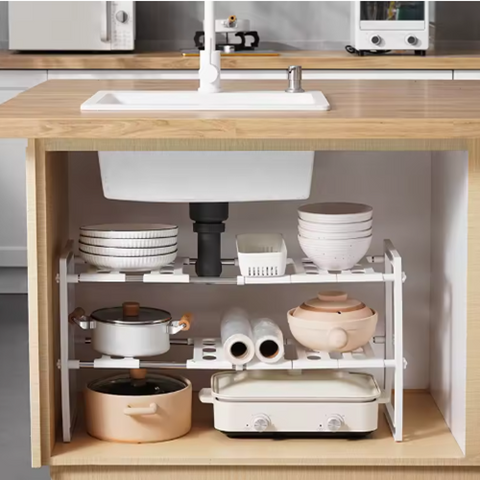 Image of منظم بأرفف بلاستيك لتحت الحوض