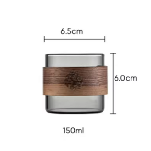 Image of كوب زجاج بإطار خشب