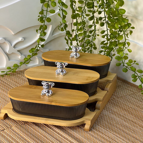 Image of طقم للتسالي باستاند خشب