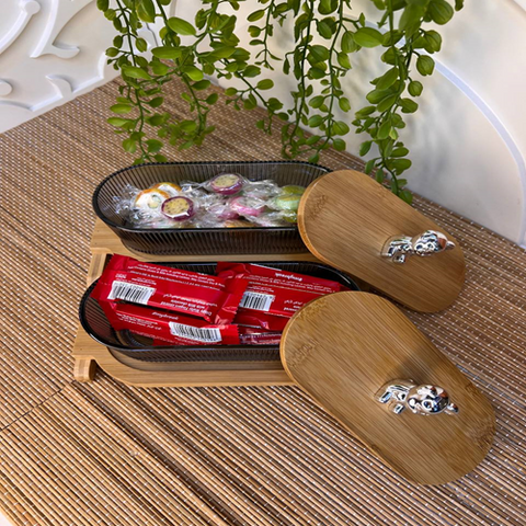 Image of طقم للتسالي باستاند خشب