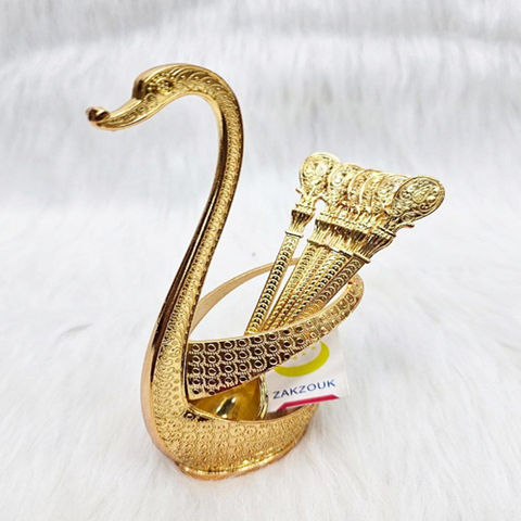 Image of طقم معالق صغيرة بحامل شكل بجعة