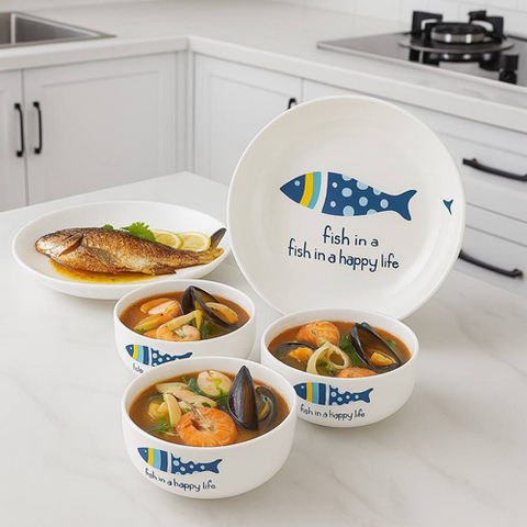 Image of طقم أطباق شكل سمكة 5 قطع