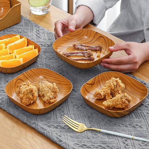 طقم أطباق بلاستيك 5 قطع بالحامل