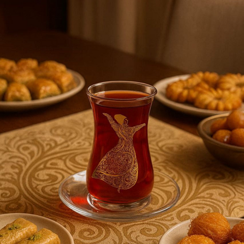 Image of طقم استكانة 12 قطعة شكل تنورة