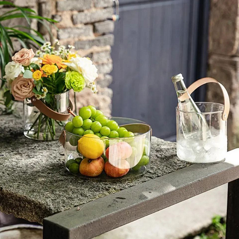 Image of طبق زجاج بيد خشب