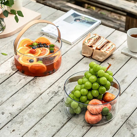 Image of طبق زجاج بيد خشب