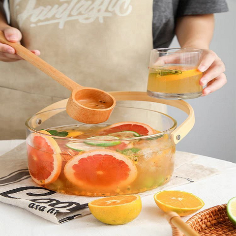 Image of طبق زجاج بيد خشب