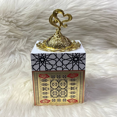 Image of مبخرة خشب بغطاء نحاس + ماشة نحاس