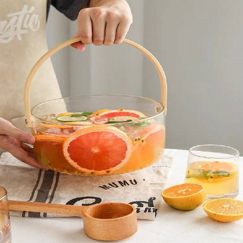 Image of طبق زجاج بيد خشب