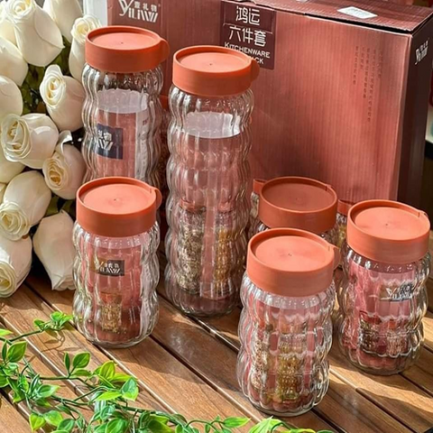 Image of طقم برطمانات زجاج للبقوليات 4 قطع