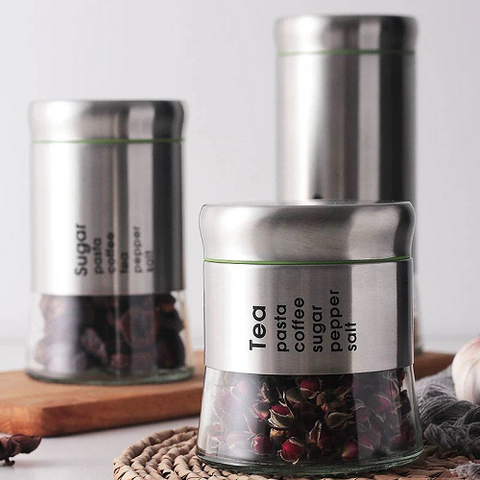 Image of طقم برطمان زجاج في أستانلس 3 قطع