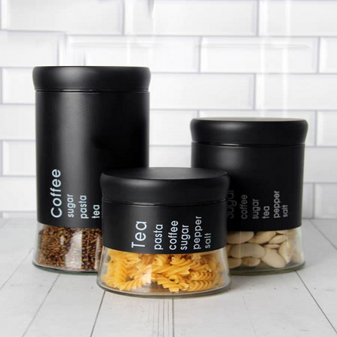 Image of طقم برطمان زجاج في أستانلس 3 قطع