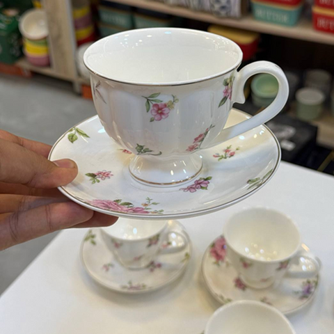 Image of طقم شاي بورسلين فلوري 6 قطع