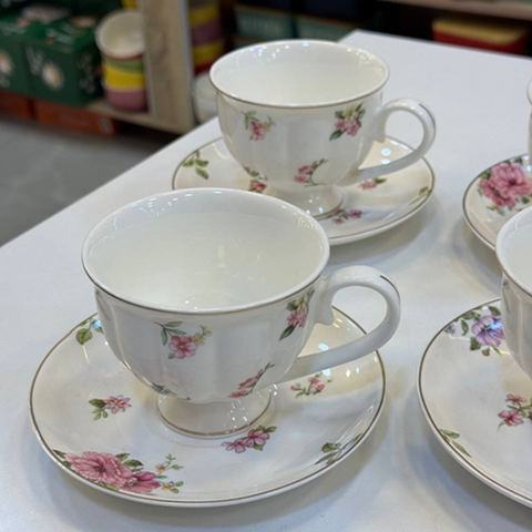 Image of طقم شاي بورسلين فلوري 6 قطع