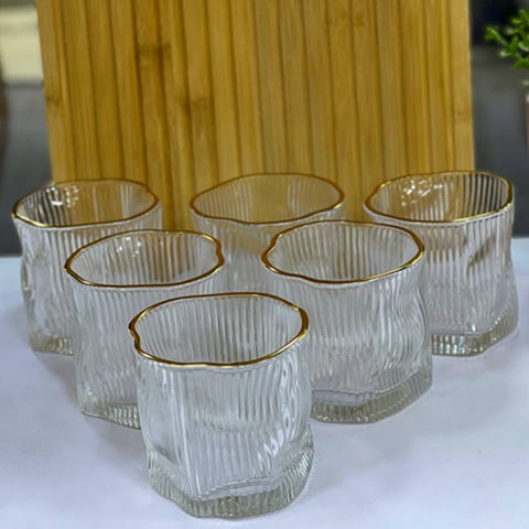 Image of طقم أكواب بإطار جولد 6 قطع