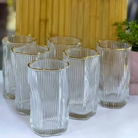 Image of طقم أكواب بإطار جولد 6 قطع