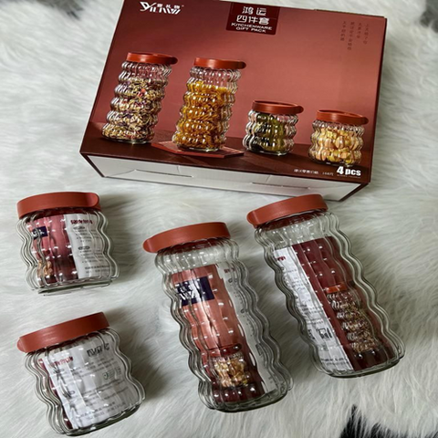 Image of طقم برطمانات زجاج للبقوليات 4 قطع