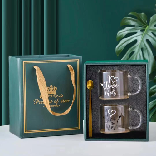 طقم 2 مج زجاج + 2 معلقة