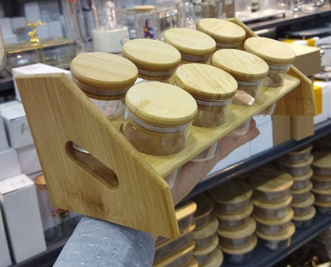 Image of طقم برطمانات 8 قطع باستاند خشب