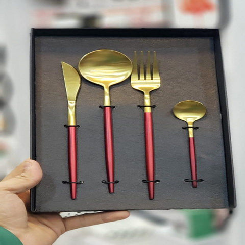 Image of معالق جولد بمقبض أحمر 4 قطع