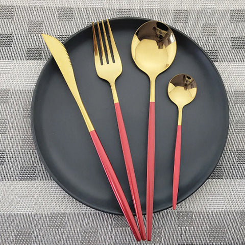 Image of معالق جولد بمقبض أحمر 4 قطع