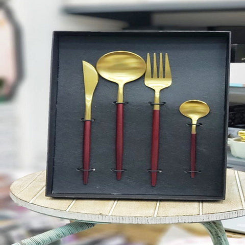 Image of معالق جولد بمقبض أحمر 4 قطع