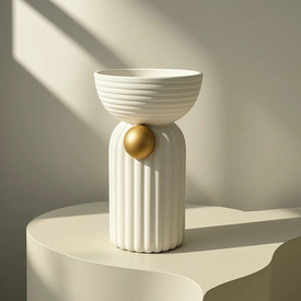 فازة مودرن أبيض × ذهبي