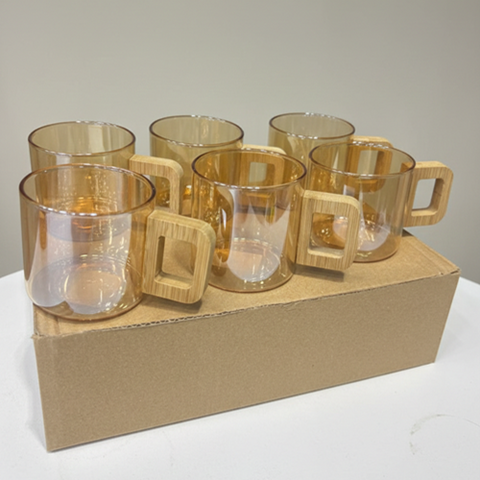 Image of طقم فناجين بيد خشب 6 قطع