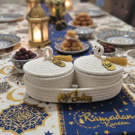 طقم سلة كتان للتقديم