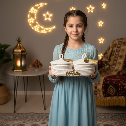 طقم سلة كتان للتقديم