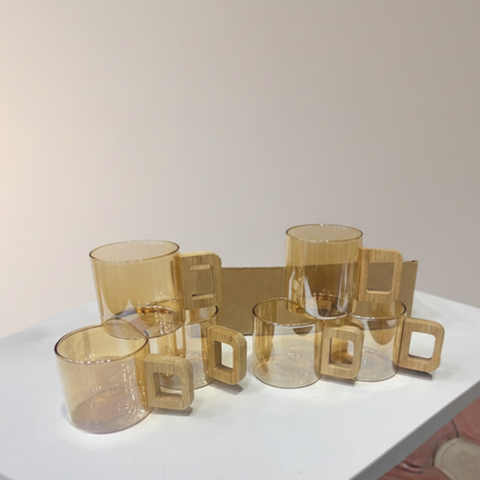 Image of طقم فناجين بيد خشب 6 قطع