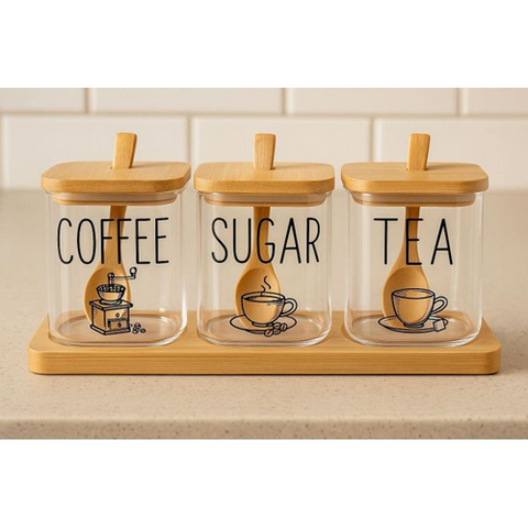 Image of طقم برطمانات للشاي والقهوة والسكر