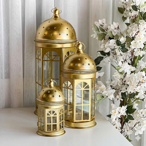 Image of طقم فوانيس قبة باللون الدهبي