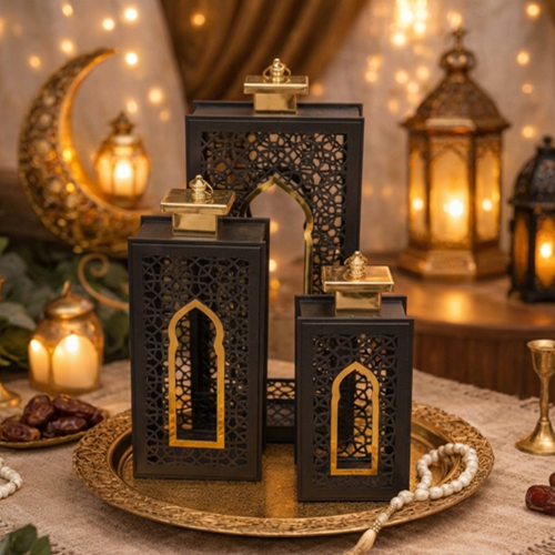 طقم فوانيس خشبي 3 قطع