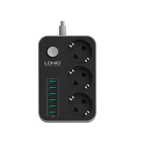 مشترك كهربائي Ldnio ب 3 مخارج للشحن +6 منافذ USB