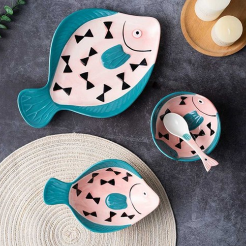 طقم عشاء شكل سمك 24 قطعة