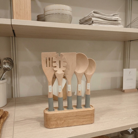 Image of طقم توزيع 5 قطع بستاند خشبي