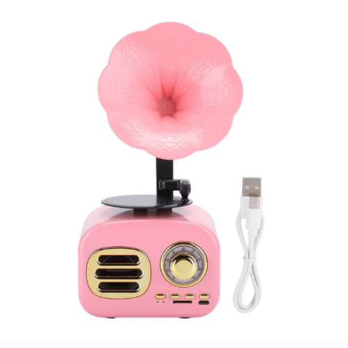 راديو شكل جرامافون باللون البينك