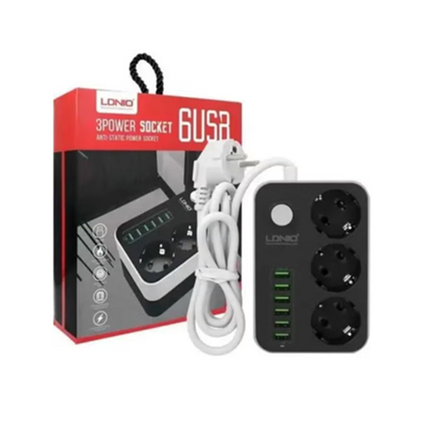 Image of مشترك كهربائي Ldnio ب 3 مخارج للشحن +6 منافذ USB
