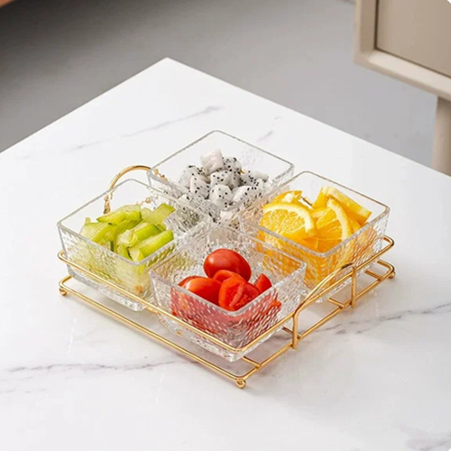 طقم تسالي 4 بولات بحامل جولد