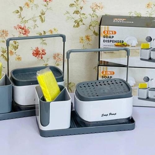 موزع صابون مع حامل أسفنجة